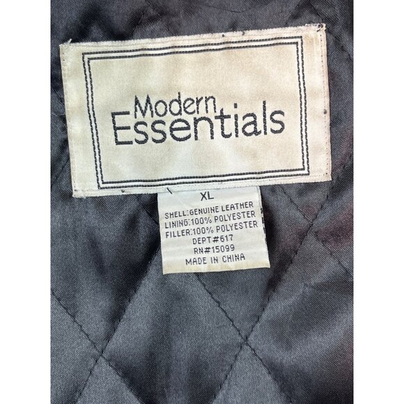 Modern Essential Mens Black Leather Button-Up Jacket Mid-Length Size XL - Picture 7 of 8
